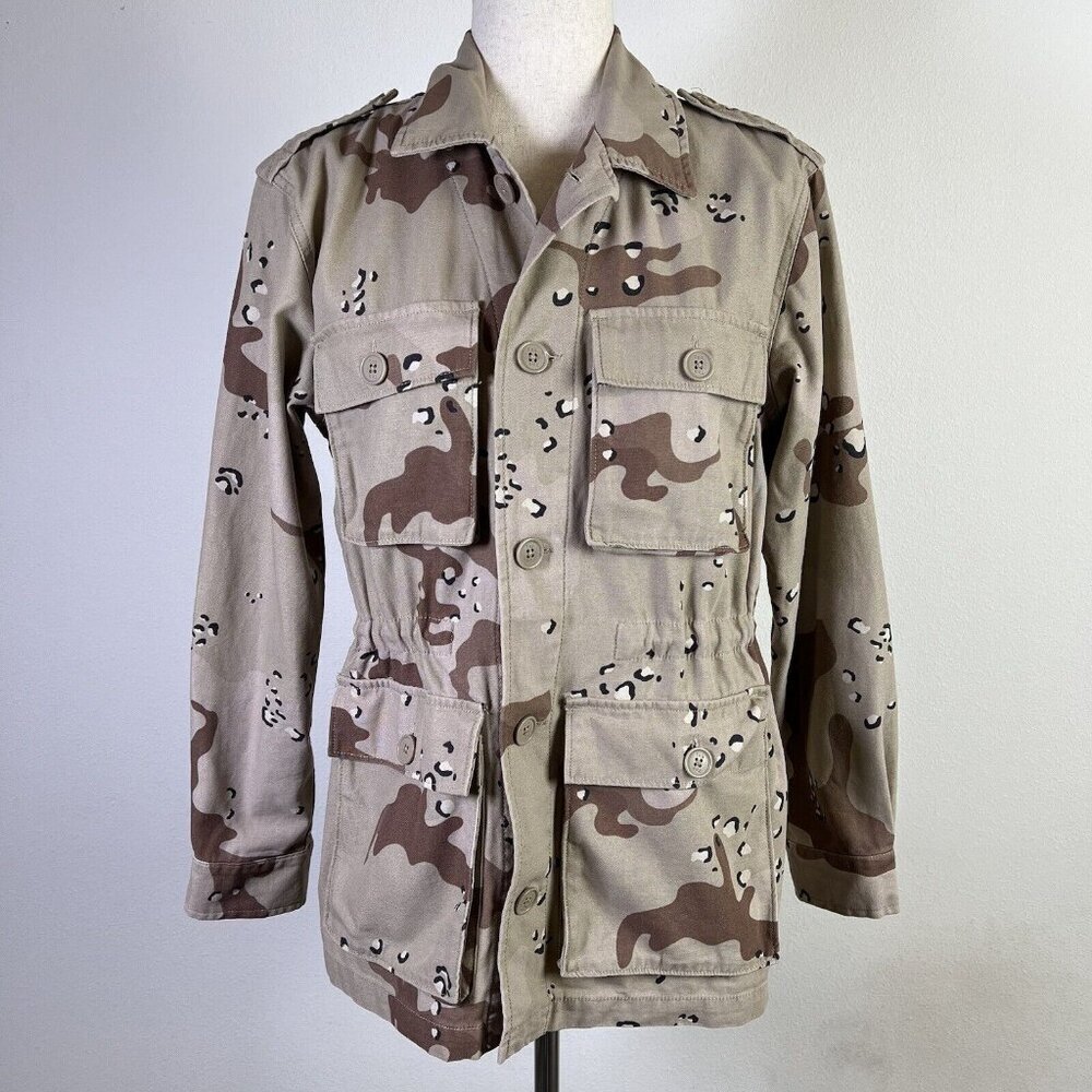 Tna Aritzia Camo Military Jacket Chore Coat Women's‎ XS Brown Button Tan Desert